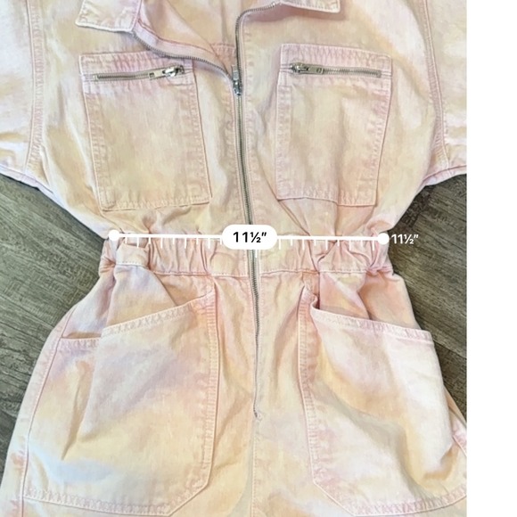 Topshop Pink Denim Romper Jumpsuit Utility Pockets Short Sleeve Size US 6‎ - Picture 8 of 9
